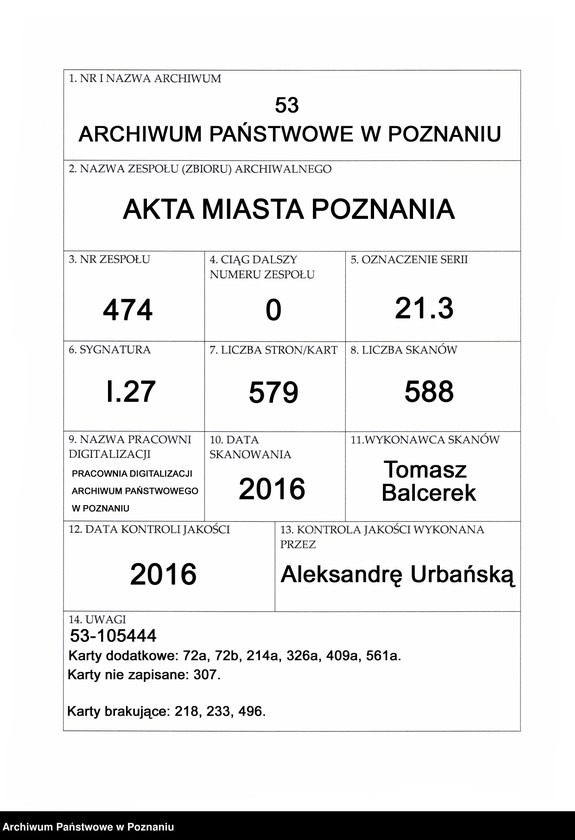 Obraz 1 z jednostki "Acta coram spectabilis consulatu Posnaniensi."