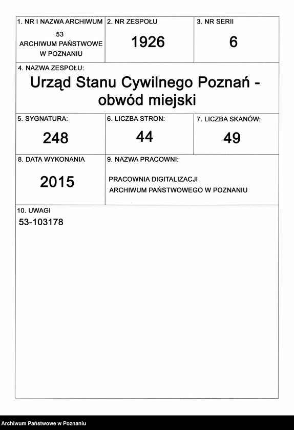 Obraz 1 z jednostki "Księga urodzeń t. VI"