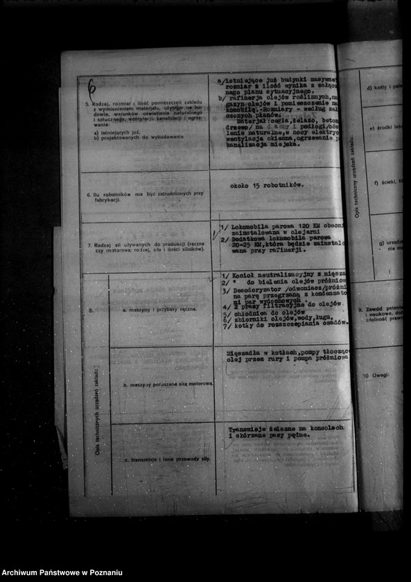 Obraz 10 z jednostki "Zatwierdzenie zakładu przemysłowego rafinerii i kotłowni/ Rolniczej Spółki Olejarskiej Spółka z o. o. w Szamotułach"