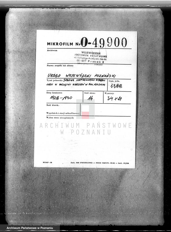 Obraz 2 z jednostki "Sprawa nieprawego wyrębu lasu w majątku Karczew w powiecie kolskim"