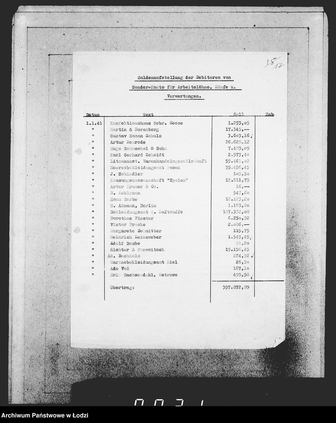 Obraz 19 z jednostki "Auszüge Aufstellungen für das Sonder-Konto"