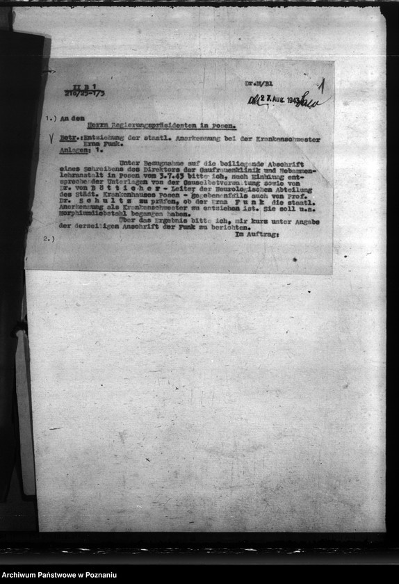 Obraz 5 z jednostki "Entziehung der Anerkennung bei der Krankenschwester Funk"