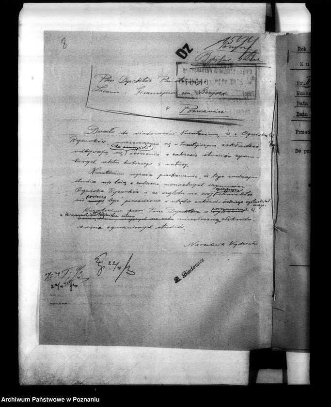 Obraz 12 z jednostki "Państwowe Liceum i Gimnazjum Męskie imienia Bergera w Poznaniu [korespondencja, między innymi spis abiturientów]"