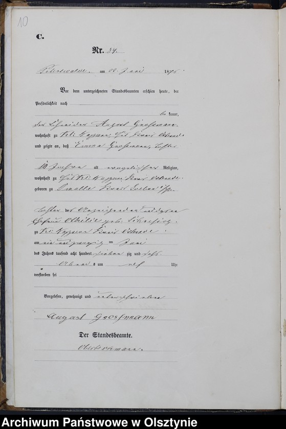 image.from.unit.number "Sterbe-Haupt-Register Tom I,Nr 75 - 140"