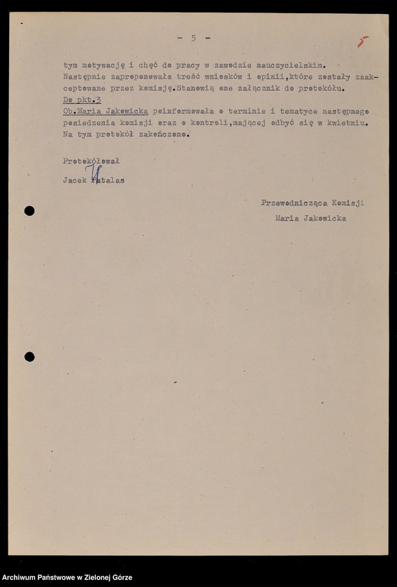 image.from.unit.number "Protokóły z posiedzeń Komisji Wychowania i Oświaty Wojewódzkiej Rady Narodowej w Zielonej Górze; Nr 12 - 17"