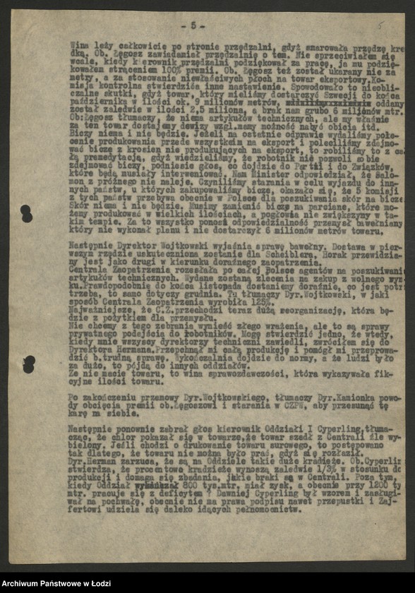 Obraz 6 z jednostki "Państwowe Zakłady Przemysłu Bawełnianego Ruda Pabianicka; protokoły z narad zakładowych, raporty dzienne o wykonaniu planu produkcji"