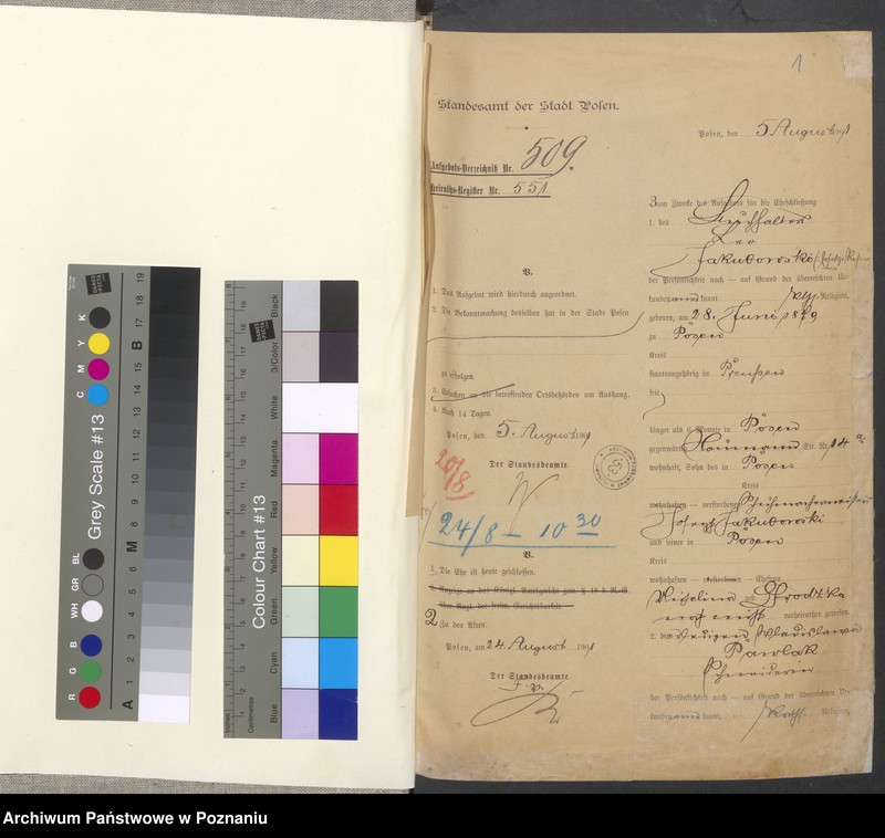 Obraz 3 z jednostki "Die von den Verlobten beigebrachten Urkunden zur Eheschliessung pro 1901. Vol XII"