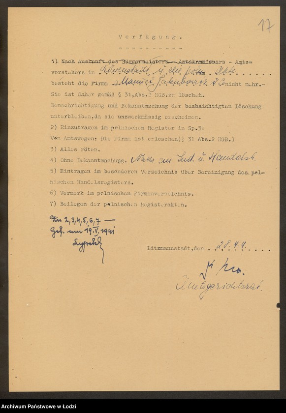 Obraz 19 z jednostki "Manuel Jakubowicz i S-ka – skład krawiecki i sprzedaż gotowych ubrań"