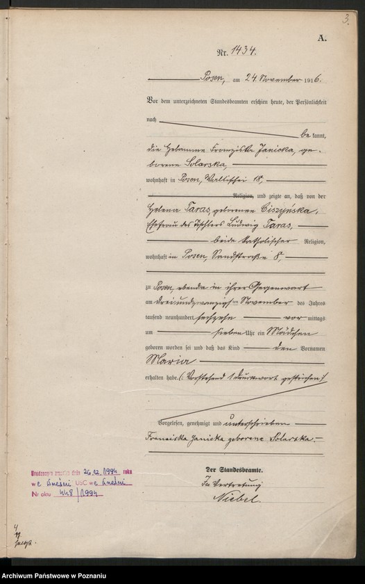 Obraz 5 z jednostki "Księga miejscowa urodzeń tom IV [Rejestr główny urodzeń]"