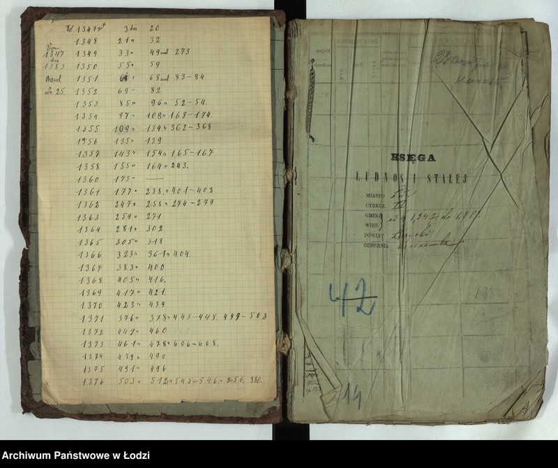 Obraz 3 z jednostki "Księga ludności stałej Łódź - cyrkuł III nr 1347-1383"