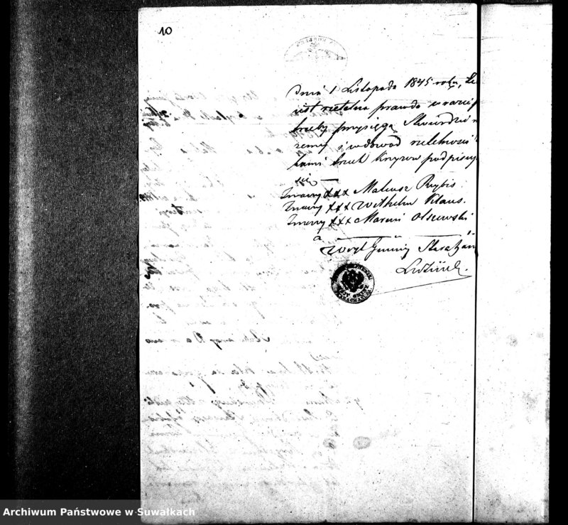 image.from.unit.number "Dowody do aktów małżeństw Parafii Ewangelickiey Wiżayny z roku 1849."