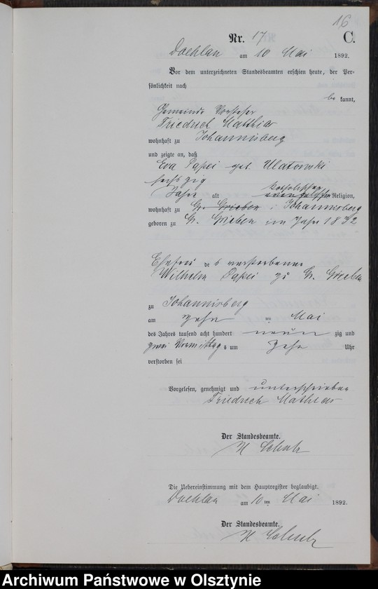 image.from.unit.number "Sterbe-Neben-Register Nr 1 - 33"