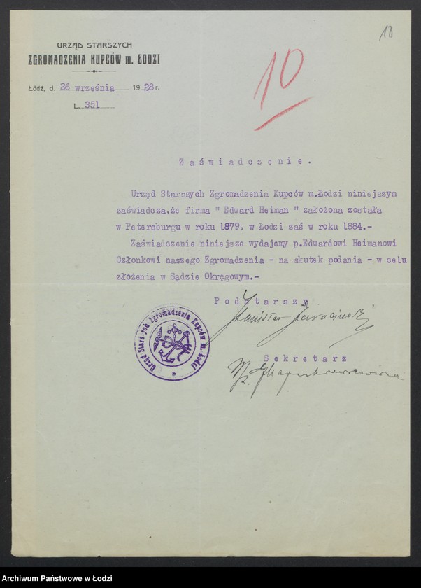 Obraz 20 z jednostki "Edward Heiman – prowadzenie biura komisowo - agenturowego"