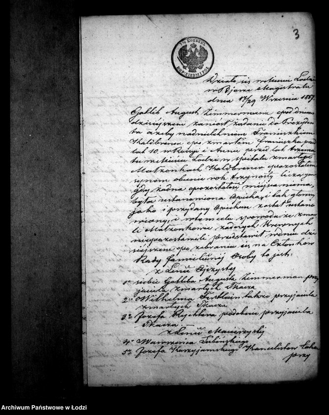 Obraz 7 z jednostki "Akta tyczące się ustanowienia opieki nad nieletnim i osieroconym Franciszkiem Kallbrenerem po zmarłych Franciszku i Annie małżonkach pozostałym synem"