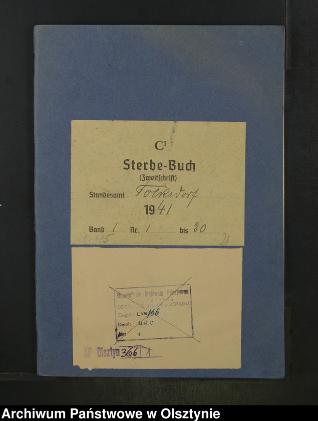 Obraz 2 z jednostki "Sterbe-Buch /Zweitschrift/ Nr 1 - 20"