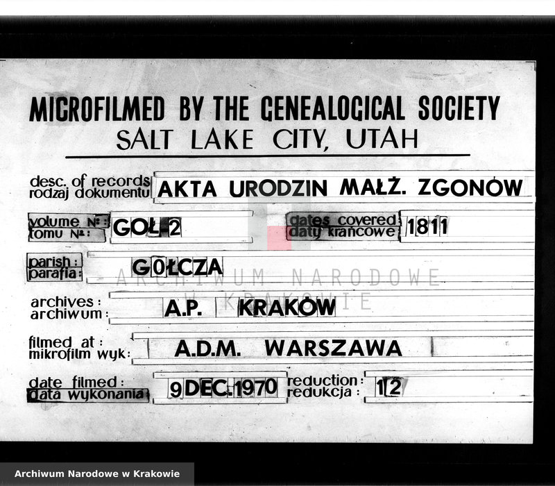 image.from.team "Akta stanu cywilnego Parafii Rzymskokatolickiej w Gołczy"