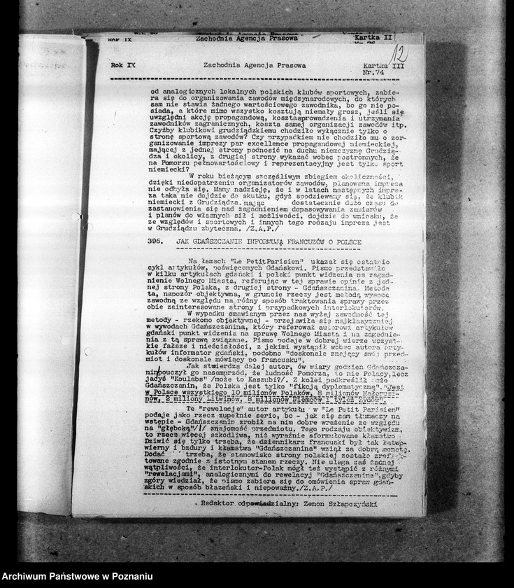 Obraz 15 z jednostki "Biuletyny Zachodniej Agencji Prasowej i Prasowej Agencji Młodych Obozu Zjednoczenia Narodowego"