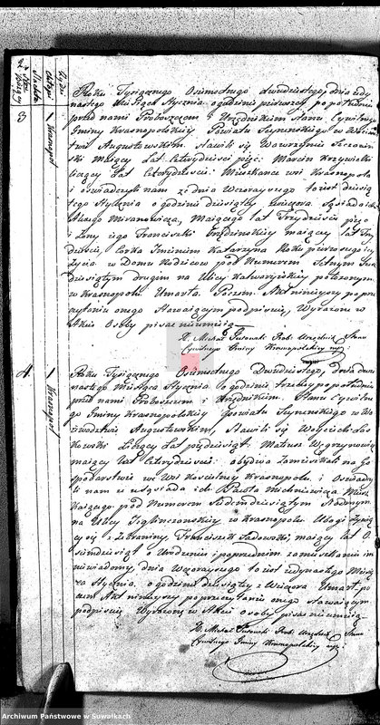 image.from.unit.number "Akta Zeszłych Gminy Krasnopolskiey - w powiecie Seyneńskim w Województwie Augstowskim Roku od 1-go Stycznia 1820 R."