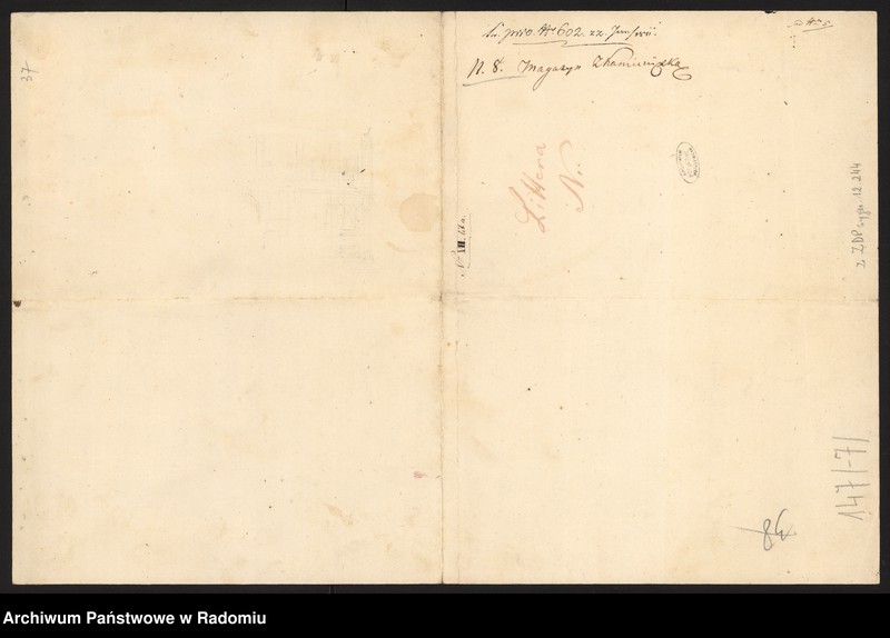 image.from.unit.number "[12 rysunków zabudowań ordynackich w Zamościu i Janowicach - dowody do zakończonego 6 CI 1817 r. protokołu likwidacyjnego Kommissyi dla Oszacowania Szkód Zamościa, dołączone przez pełnomocnika Ordynata w związku z zajęciem miasta Zamościa na twierdzę]"