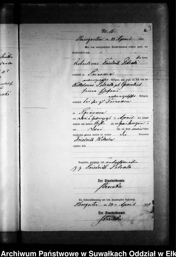 image.from.unit.number "Geburts-Neben-Register des Preussischen Standes-Amtes Prinowen Kreis Angerburg"