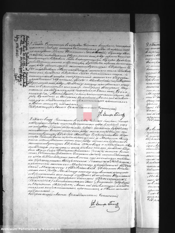 Obraz 9 z jednostki "[Księga akt urodzeń, małżeństw i zgonów wyznania rzymskokatolickiego parafii w Sejnach]."