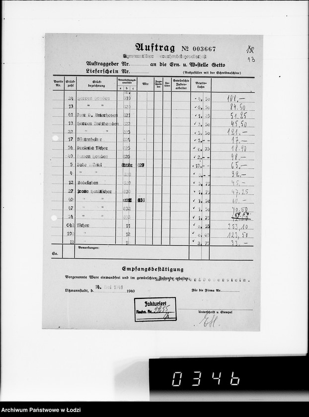 Obraz 17 z jednostki "Aufträge Litzm. Warenhandelsgesellschaft"