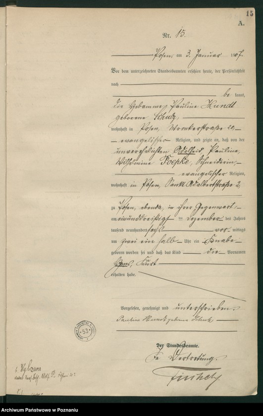 Obraz 17 z jednostki "Księga miejscowa urodzeń tom I [Rejestr główny urodzeń]"