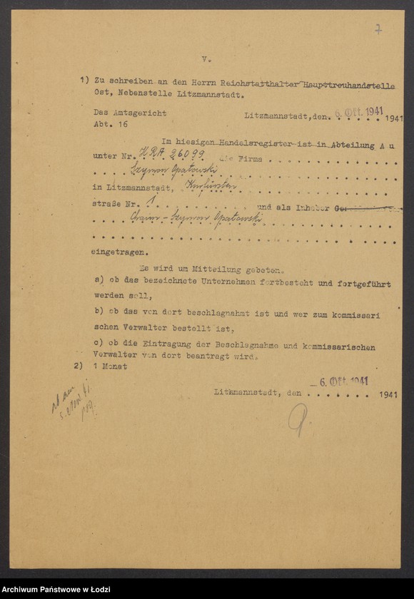 Obraz 9 z jednostki "Chaim Szymon Opatowski - sprzedaż torebek papierowych i foremek aluminiowzch własnego wyrobu"