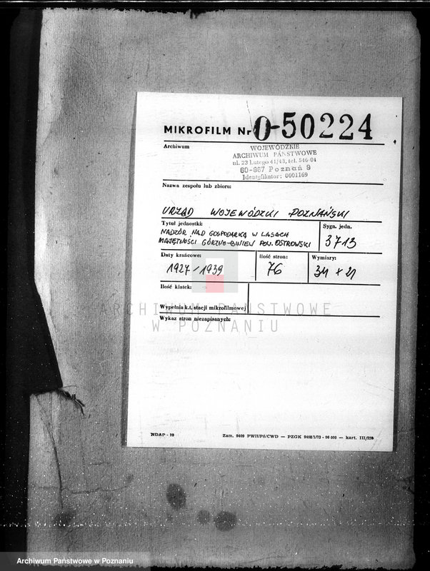 Obraz 2 z jednostki "Nadzór nad gospodarką w lasach majętności Gorzno-Biniew powiat ostrowski"