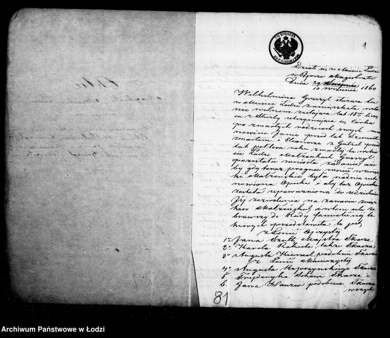 Obraz 5 z jednostki "Akta tyczące się ustanowienia opieki nad nieletnią Wilhelminą Greszyl po zmarłych Janie i Eleonorze małżonkach Greszyl"