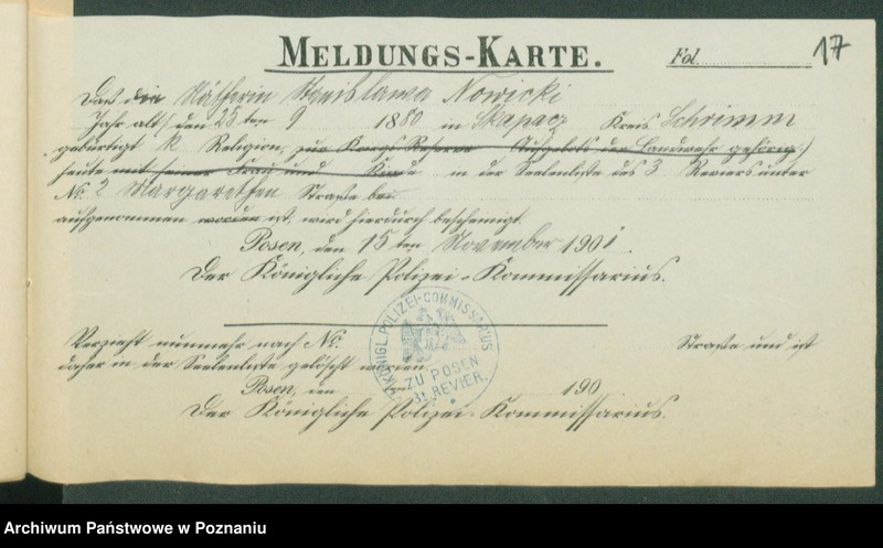 Obraz 19 z jednostki "[Dokumenty dostarczone przez narzeczonych do zawarcia związku małżeńskiego za 1901 rok. Tom XIX]"