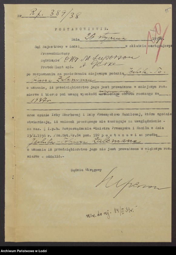 Obraz 17 z jednostki "Jechiel Tobiasz Zalcman – sprzedaż skór"