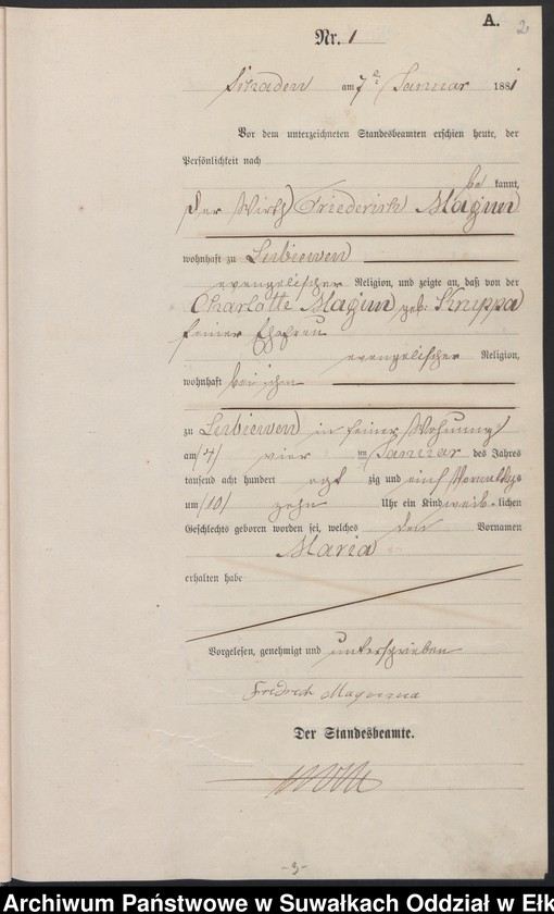 image.from.unit.number "Geburts-Haupt-Register des Königlich Preussischen Standes-Amtes Schaden Kreis Sensburg"