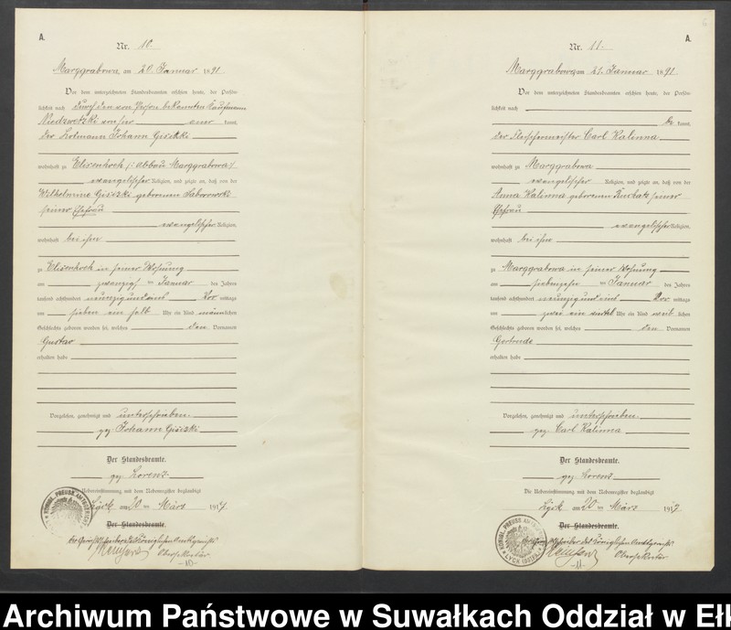 image.from.unit.number "A1.Geburts-Register [Haupt-Register] Standesamt Stadtgemeinde Marggrabowa No.1 bis 144"