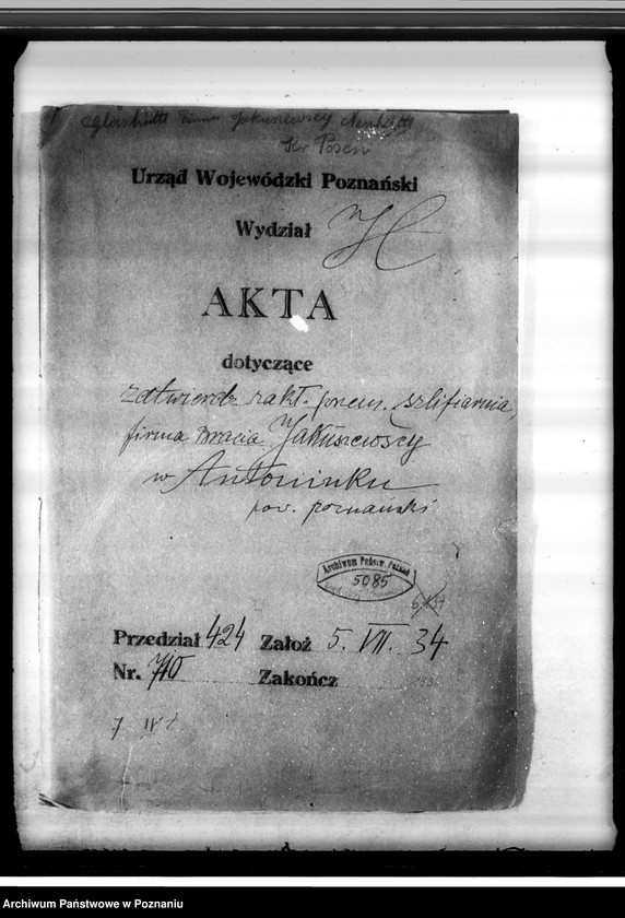 Obraz 4 z jednostki "Zatwierdzenie zakładu przemysłowego szlifierni Firmy Bracia Jakuszewscy w Antoninku powiat poznański"