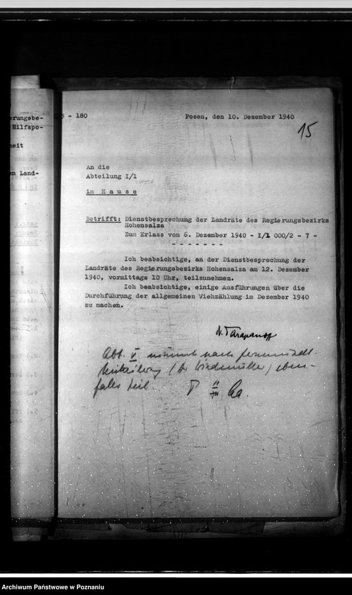 Obraz 19 z jednostki "Konferencje z landratami - korespondencja, porządki obrad"