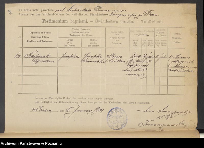 Obraz 20 z jednostki "Die von den Verlobten beigebrachten Urkunden zur Eheschliessung pro 1901. Vol II"