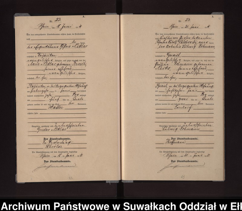 image.from.unit.number "Geburts-Neben-Register des Königlichen Preussischen Standes-Amtes Gneist Kreis Lötzen"