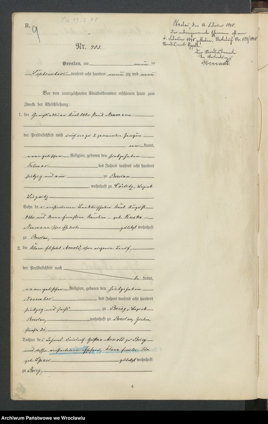 image.from.unit.number "Heiraths-Haupt-Register Breslau IV 1899 Band 3"