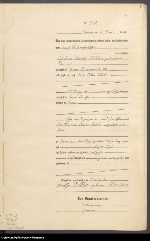 Obraz 11 z jednostki "Księga miejscowa zgonów tom III [Rejestr główny zgonów]"