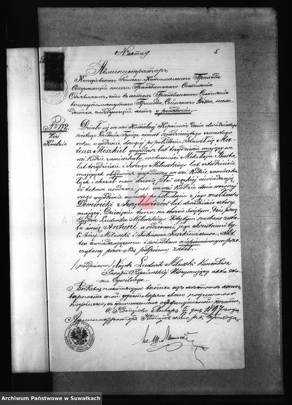 image.from.unit.number "Dokumenty brakosočetavšichsja lic w Berzniskom Rimsko- Katoličeskom Prichodskom Kostele v 1897 godu"