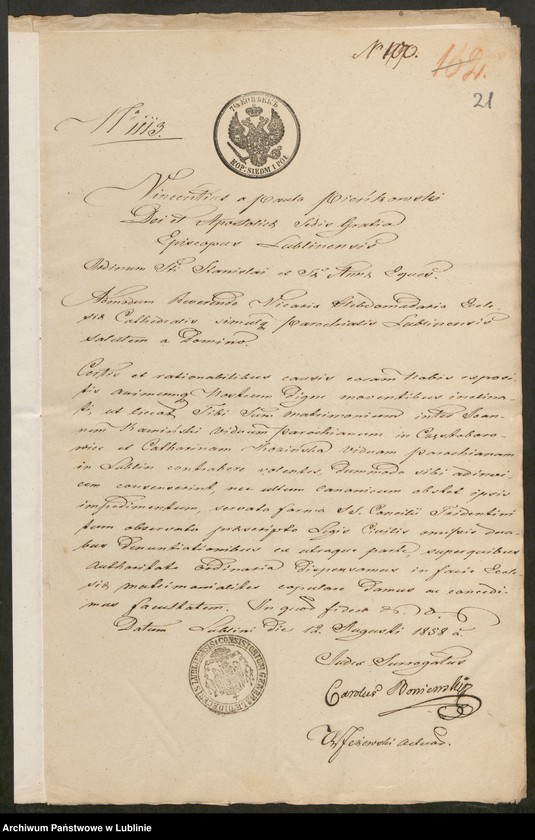 image.from.unit.number "Alegaty do księgi urodzeń, małżeństw i zgonów z 1849 r."