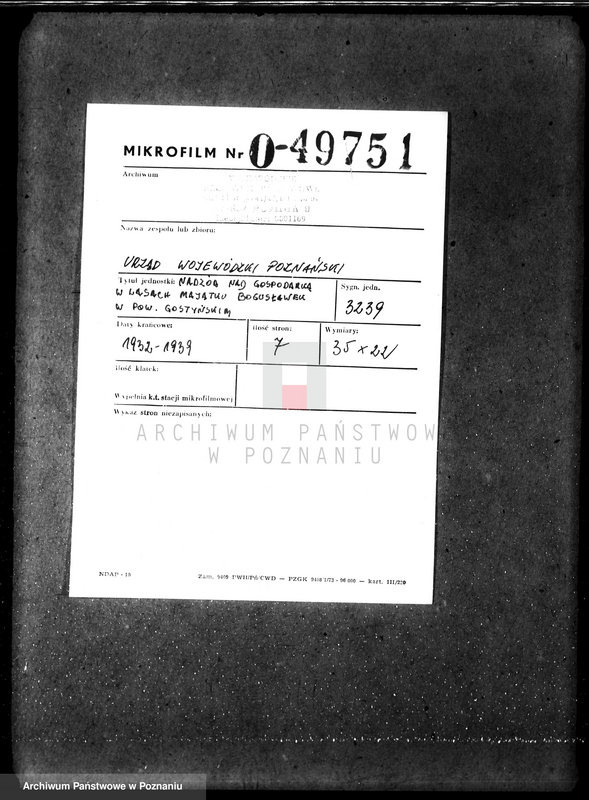 Obraz 1 z jednostki "Nadzór nad gospodarką w lasach majątku Bogusławek w powiecie gostyńskim"