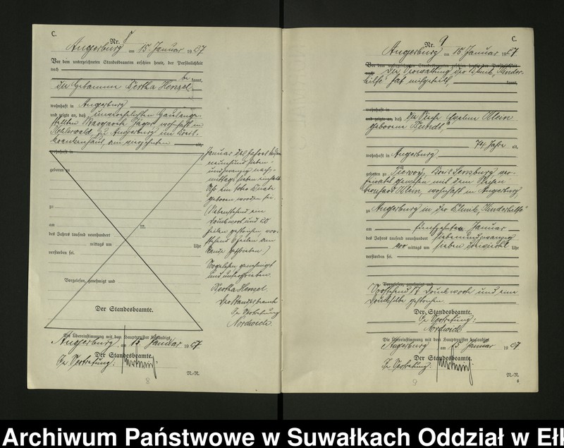 image.from.unit.number "C2. Sterbe = Register (Neben = Register) Standesamt Angerburg einschl. d. Standesamtsbez. Gr. Strengeln, Kehlen und Prinowen]"