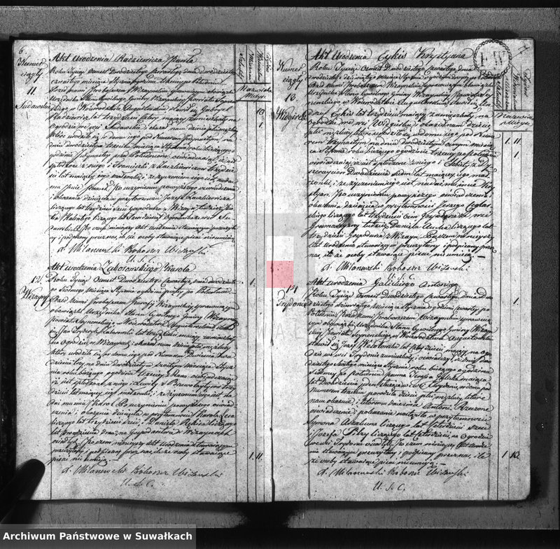 image.from.unit.number "Akta urodzonych gminy wiżańskiey obwodu seyneńskiego, w województwie augustowskim od dnia 1-go stycznia do dnia 31 grudnia 1824 roku"