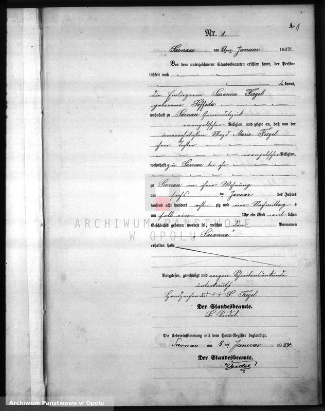 Obraz z jednostki "Geburts-Neben-Register Standesamts Bischdorf pro 1884"