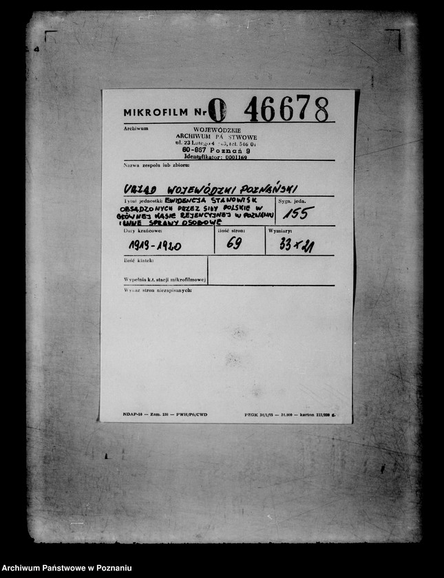 Obraz 2 z jednostki "Ewidencja stanowisk obsadzonych przez siły polskie w Głównej Kasie Rejencyjnej w Poznaniu i inne sprawy osobowe"