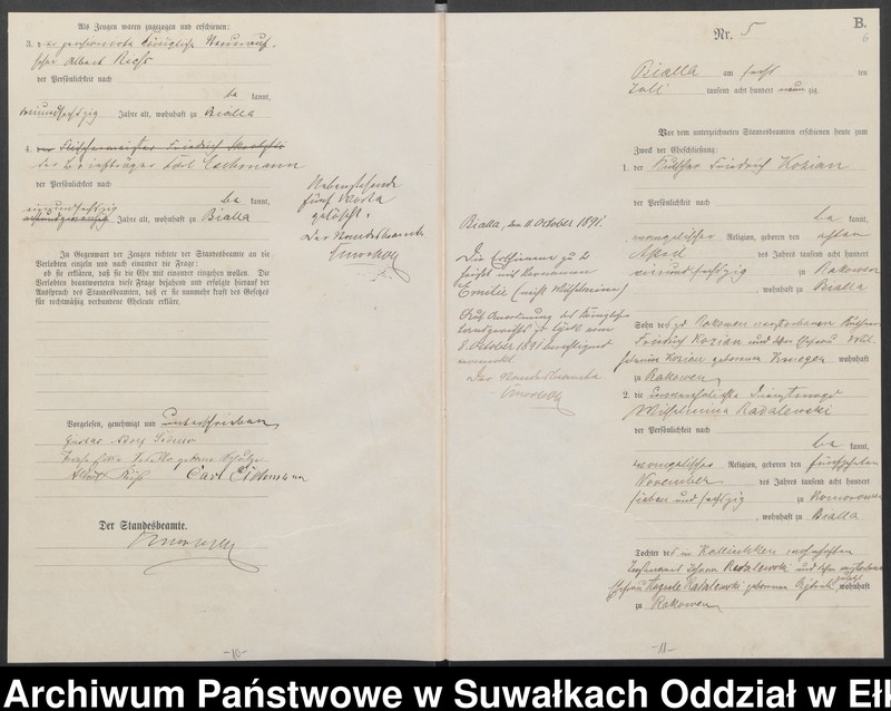 image.from.unit.number "Heiraths-Haupt-Register des Königlichen Preussischen Standes-Amtes Bialla Kreis Johannisburg"