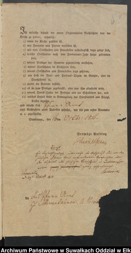 image.from.unit.number "Tabellarichen Nachrichten über den Zustand des Kirchspiels Schwentainen Dom. Amt Polomen in der Lyckschen Inspection"