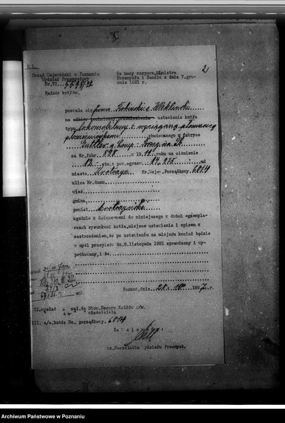 Obraz 6 z jednostki "Cegielnia parowa w Krotoszynie nr woj. kotła 6014"